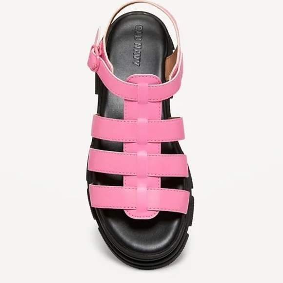 4 • Old Navy • Kids Chunky Faux-Leather Fisherman Sandals - Hot Pink - Picture 2 of 3